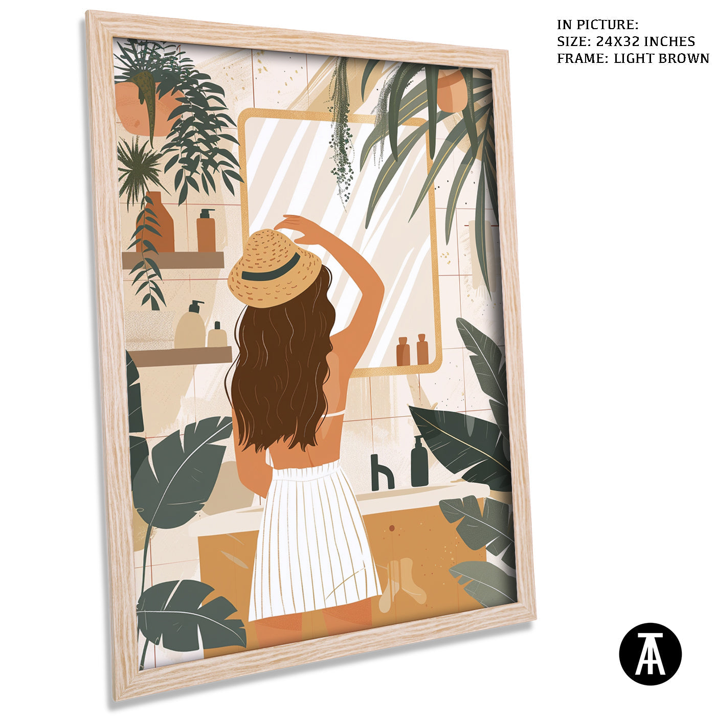 Artwork in Light Brown Frame