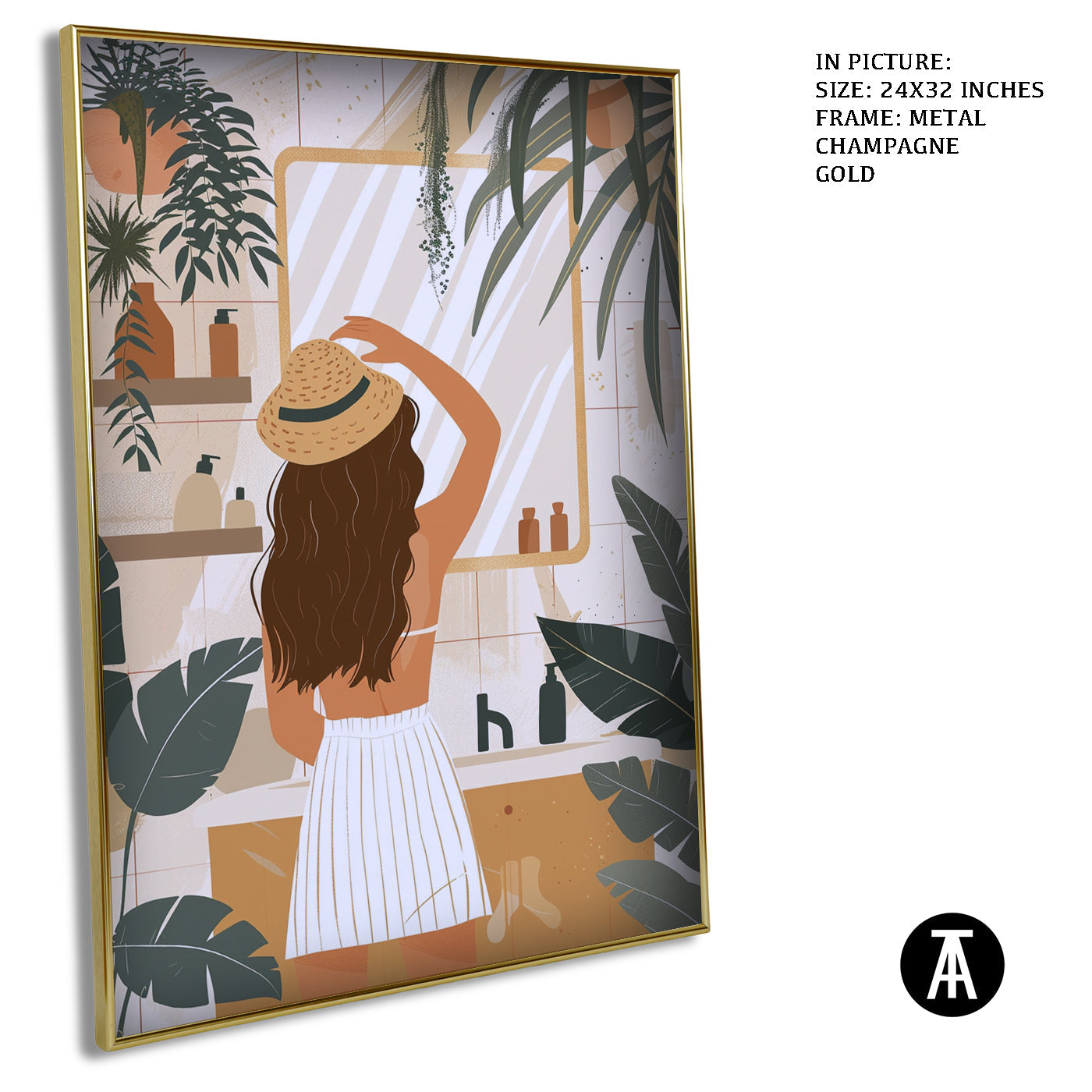 Artwork in Metal Champagne Gold Frame