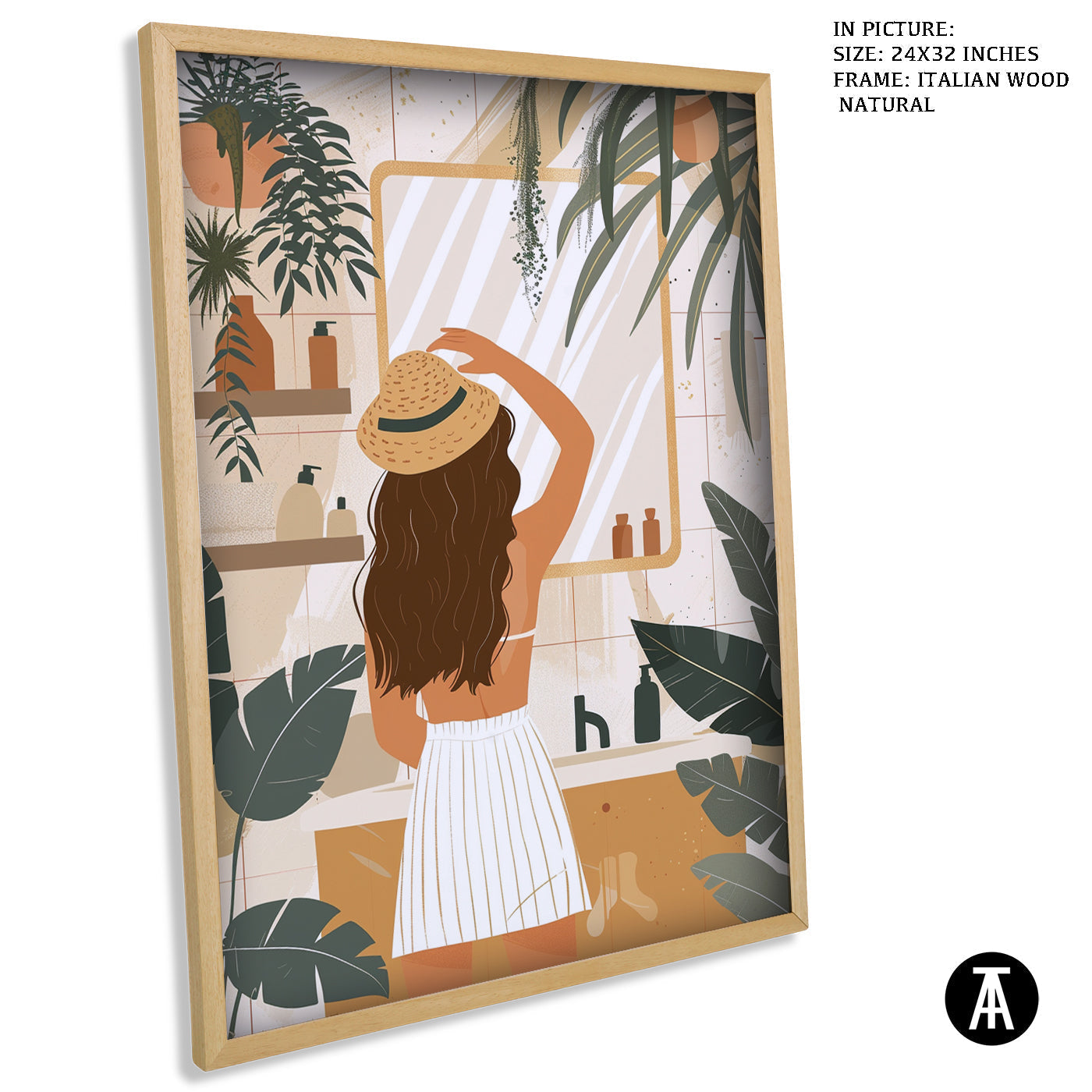 Artwork in Natural Wood Frame