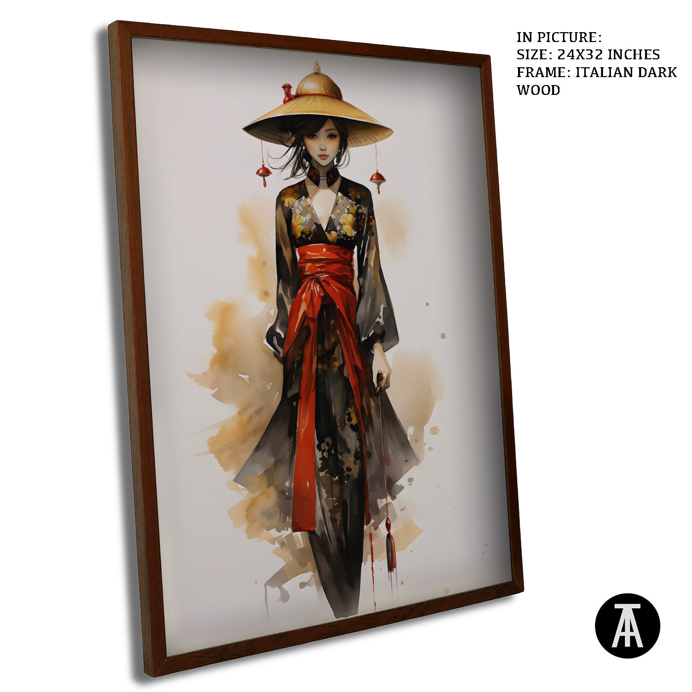 Artwork in Dark Wood Frame