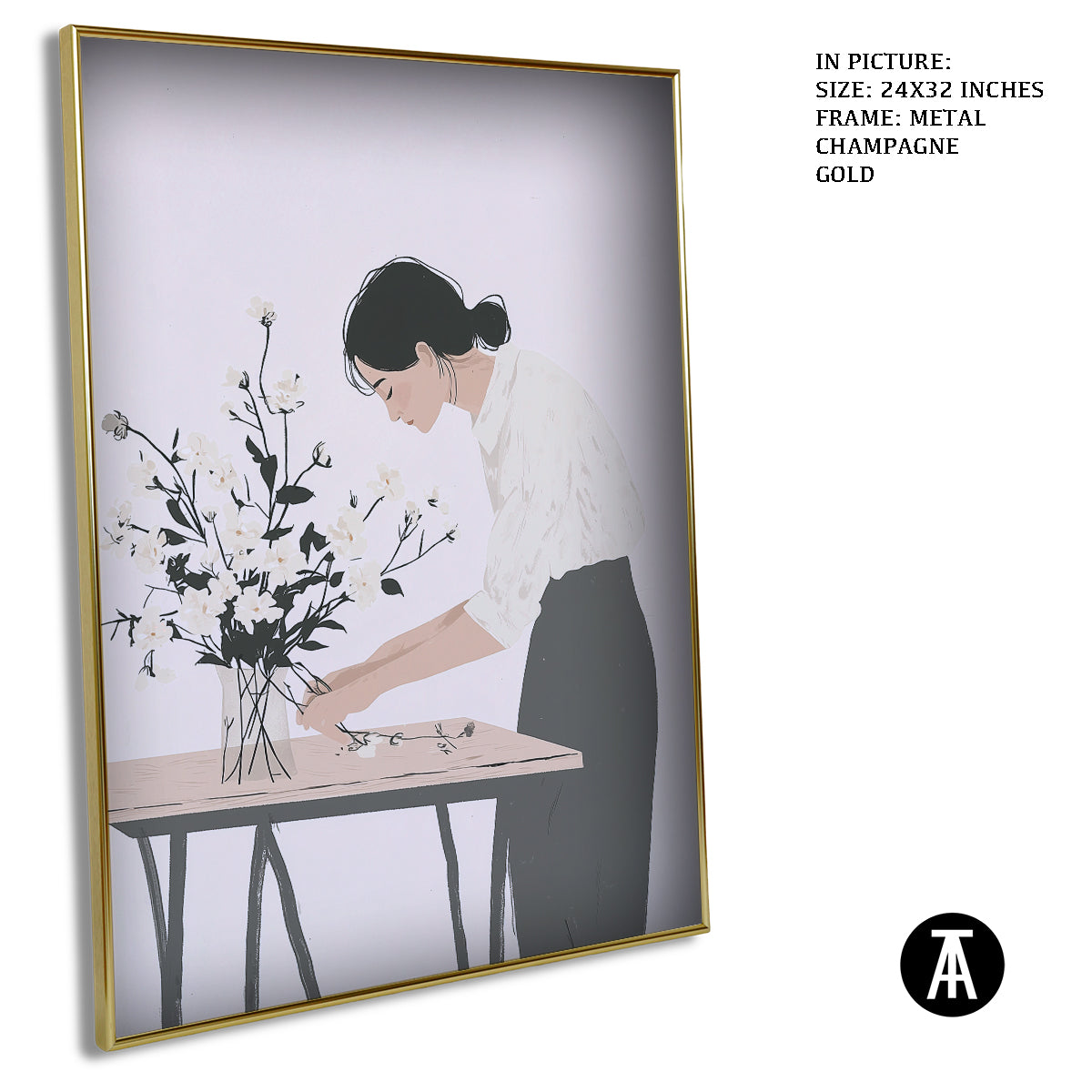Artwork in Light Brown Frame
