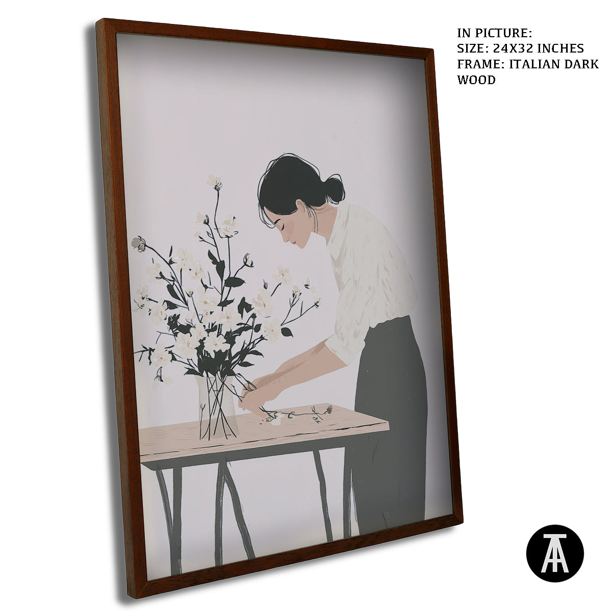 Artwork in Dark Wood Frame