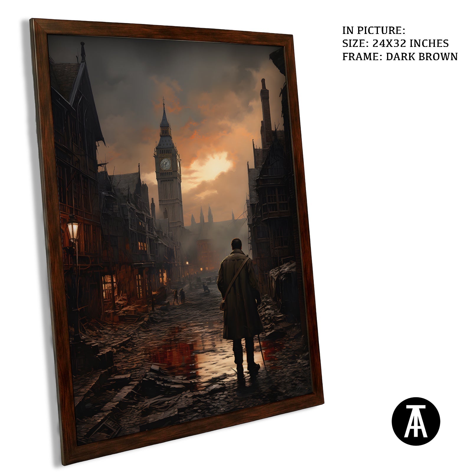 Artwork in Dark Brown Frame
