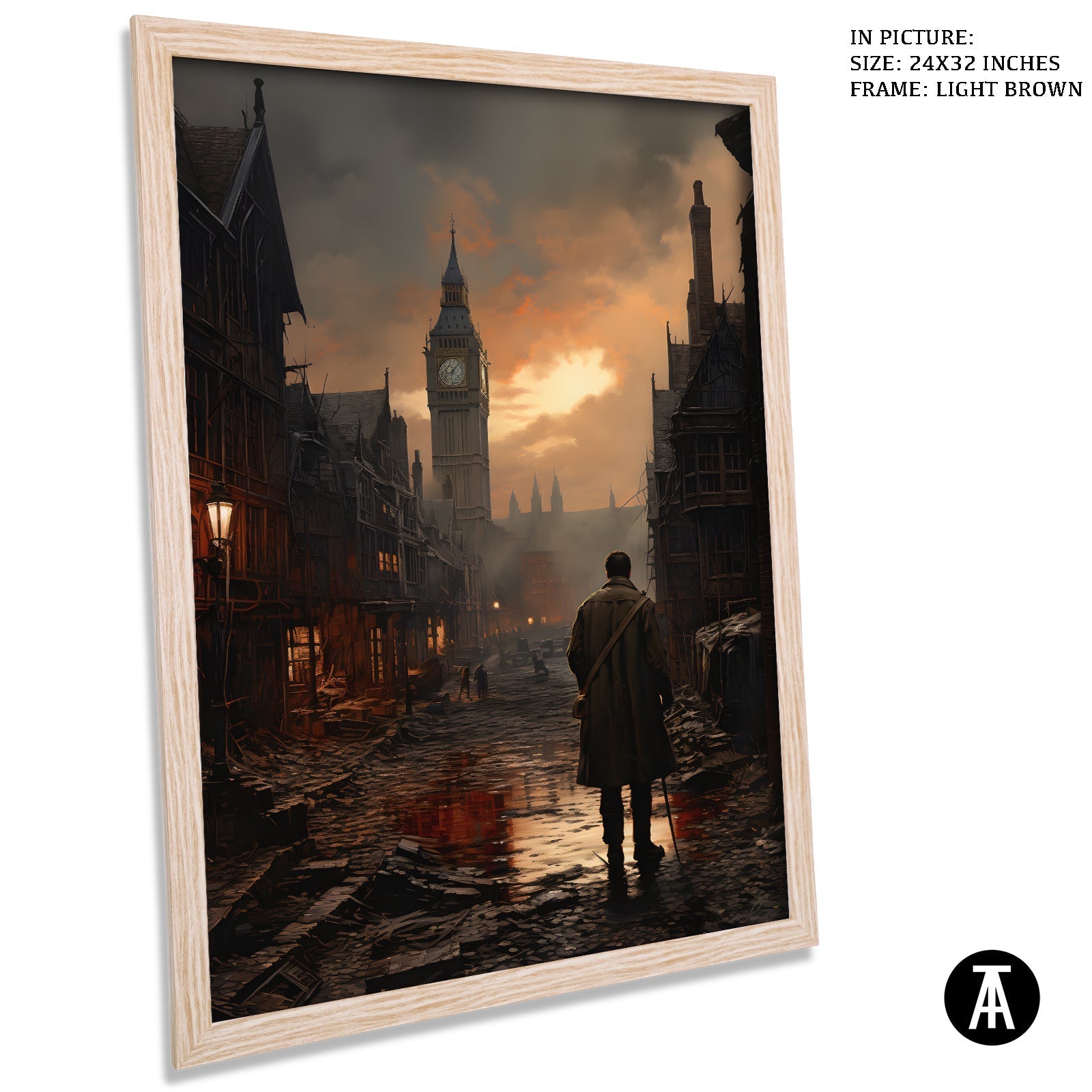 Artwork in Light Brown Frame