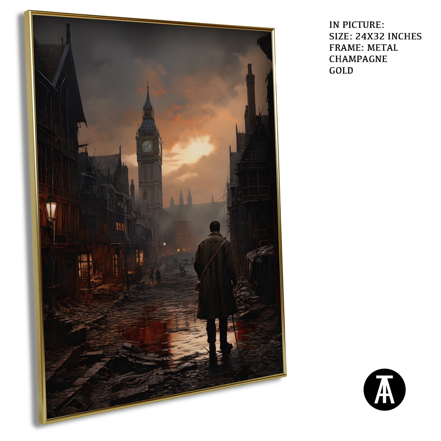 Artwork in Metal Champagne Gold Frame