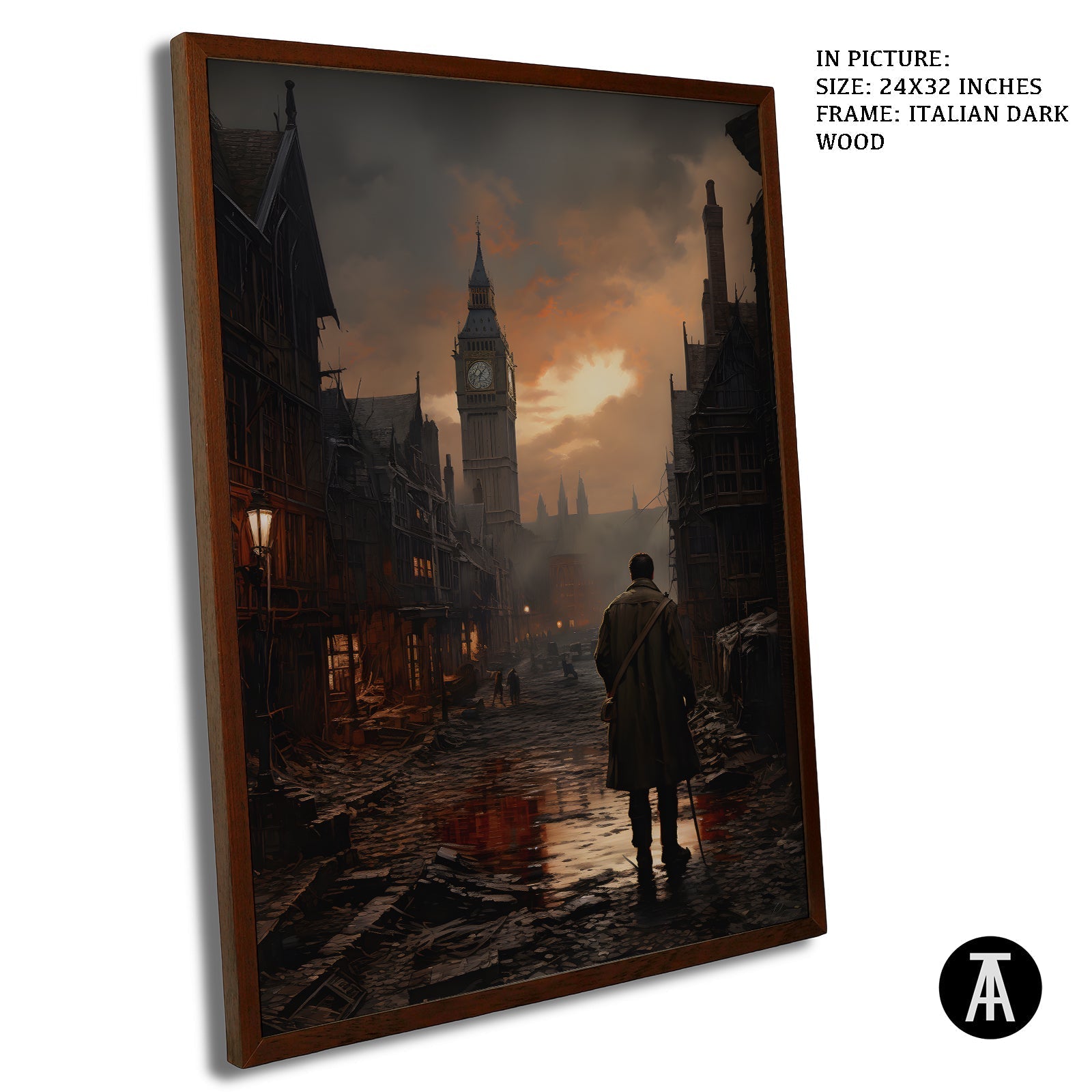Artwork in Dark Wood Frame