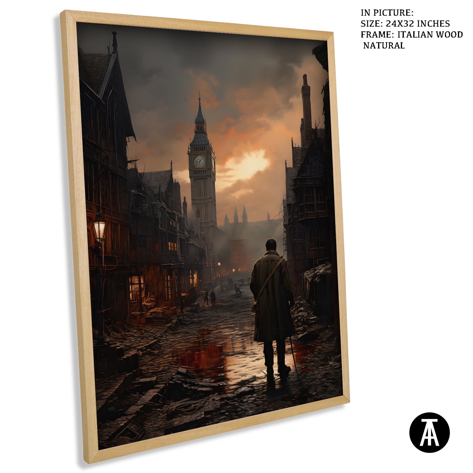 Artwork in Natural Wood Frame