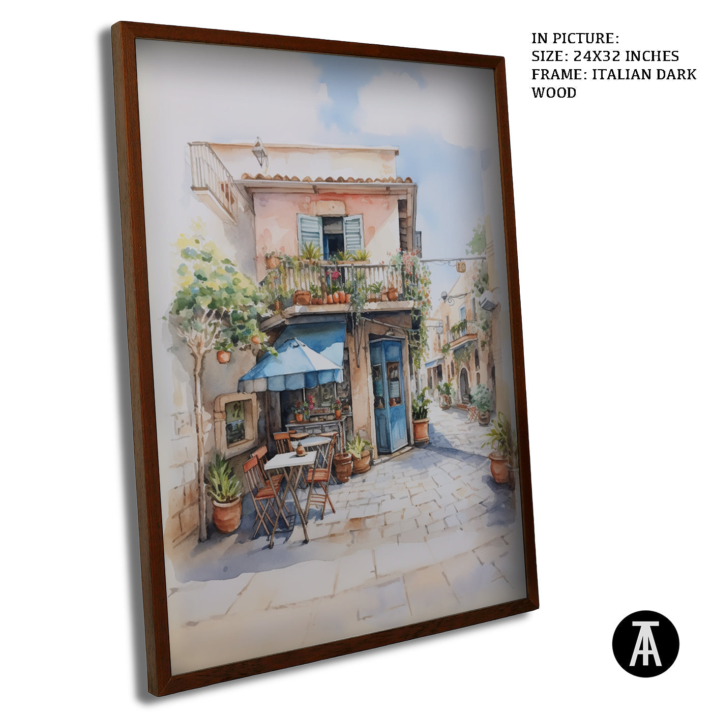 Artwork in Dark Wood Frame