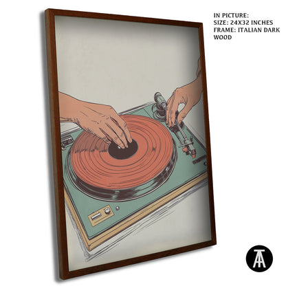 Artwork in Dark Wood Frame