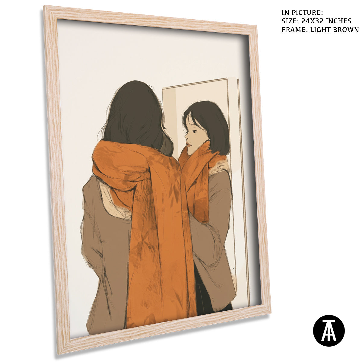 Artwork in Dark Brown Frame
