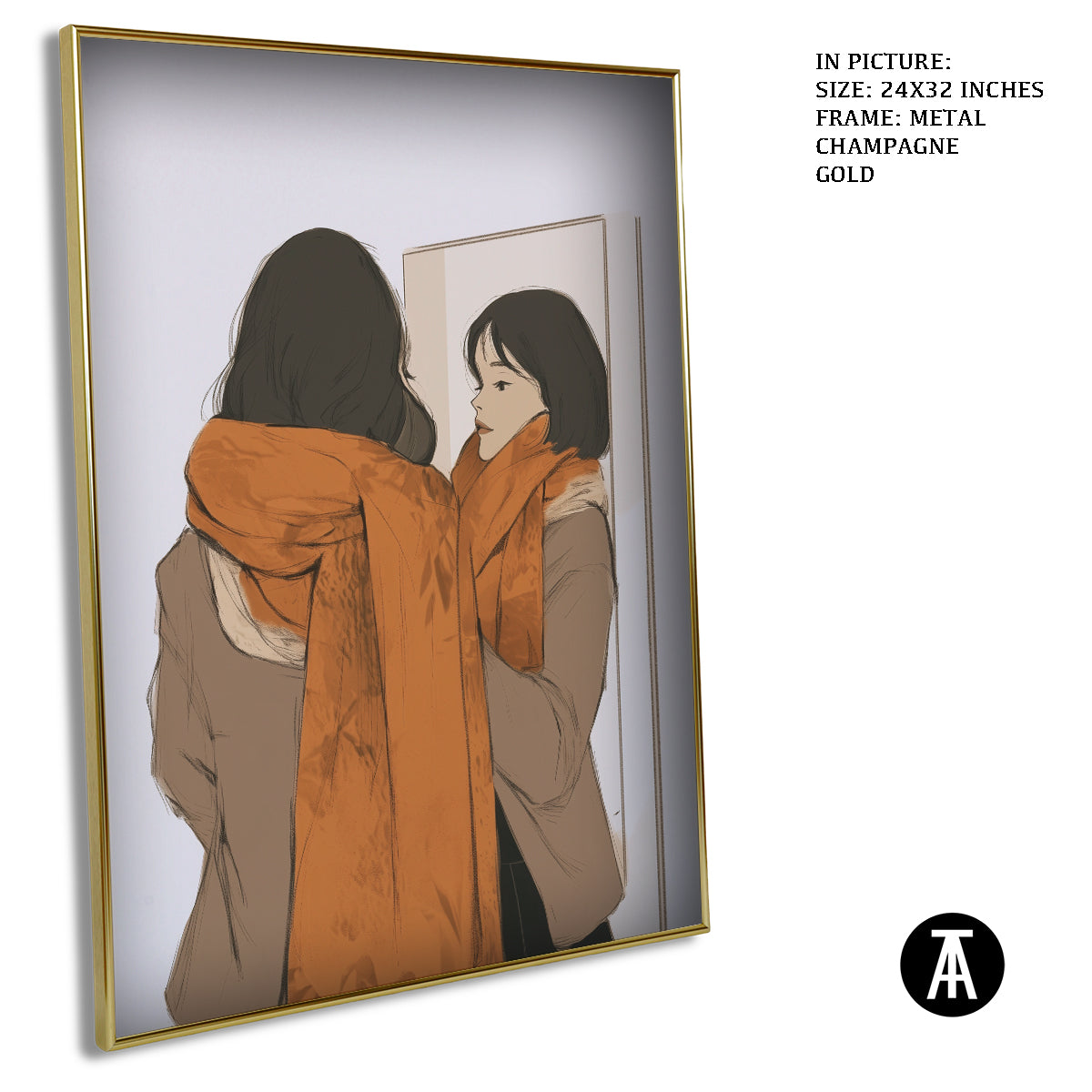 Artwork in Light Brown Frame