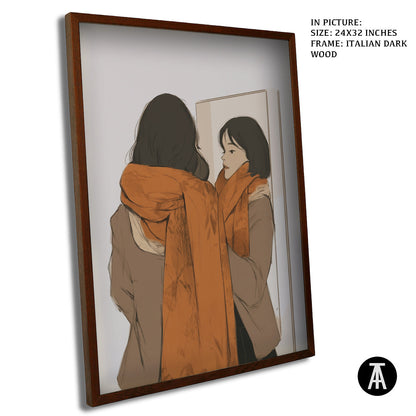 Artwork in Dark Wood Frame