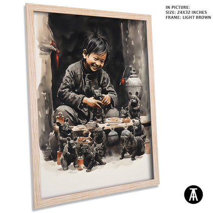 Artwork in Dark Brown Frame
