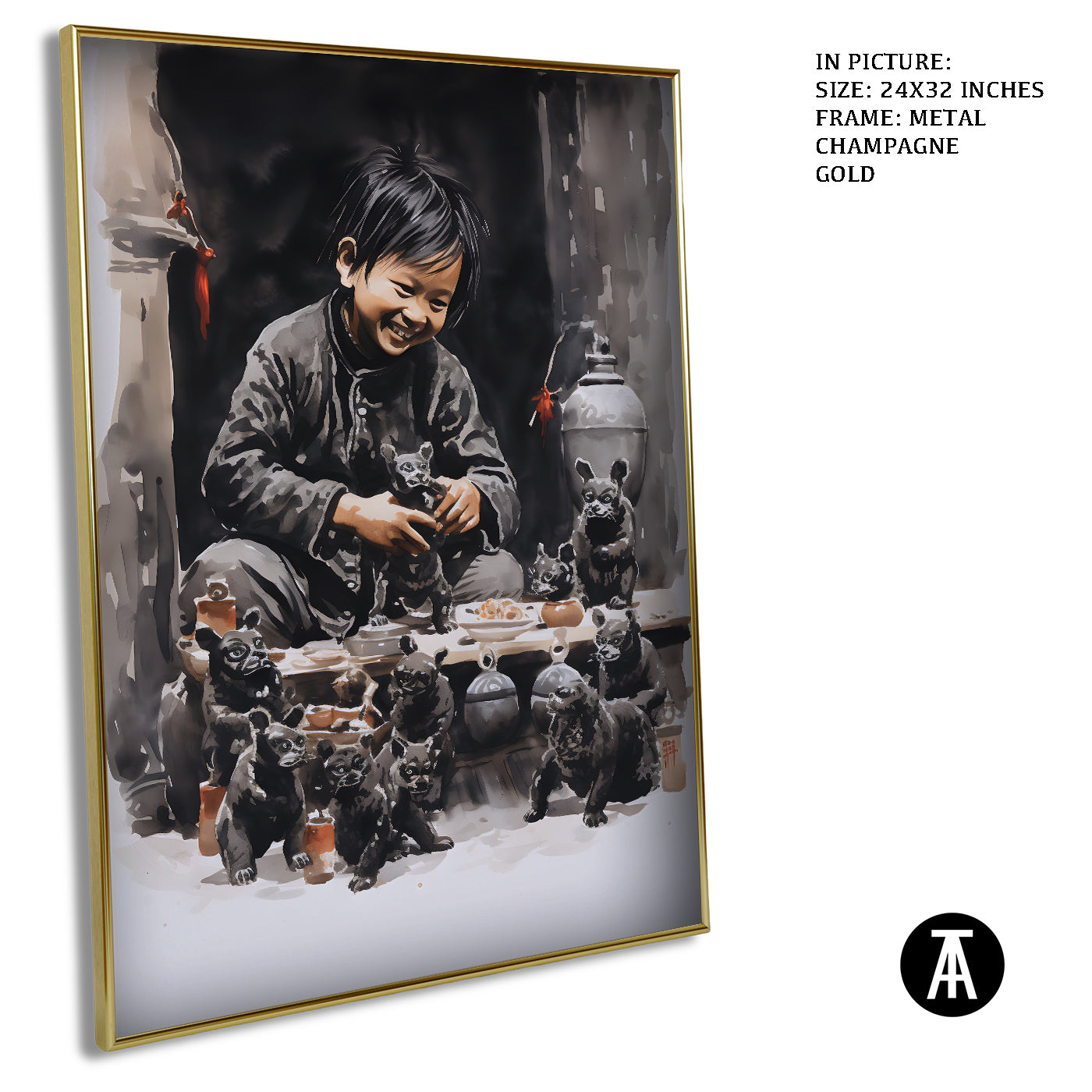 Artwork in Light Brown Frame