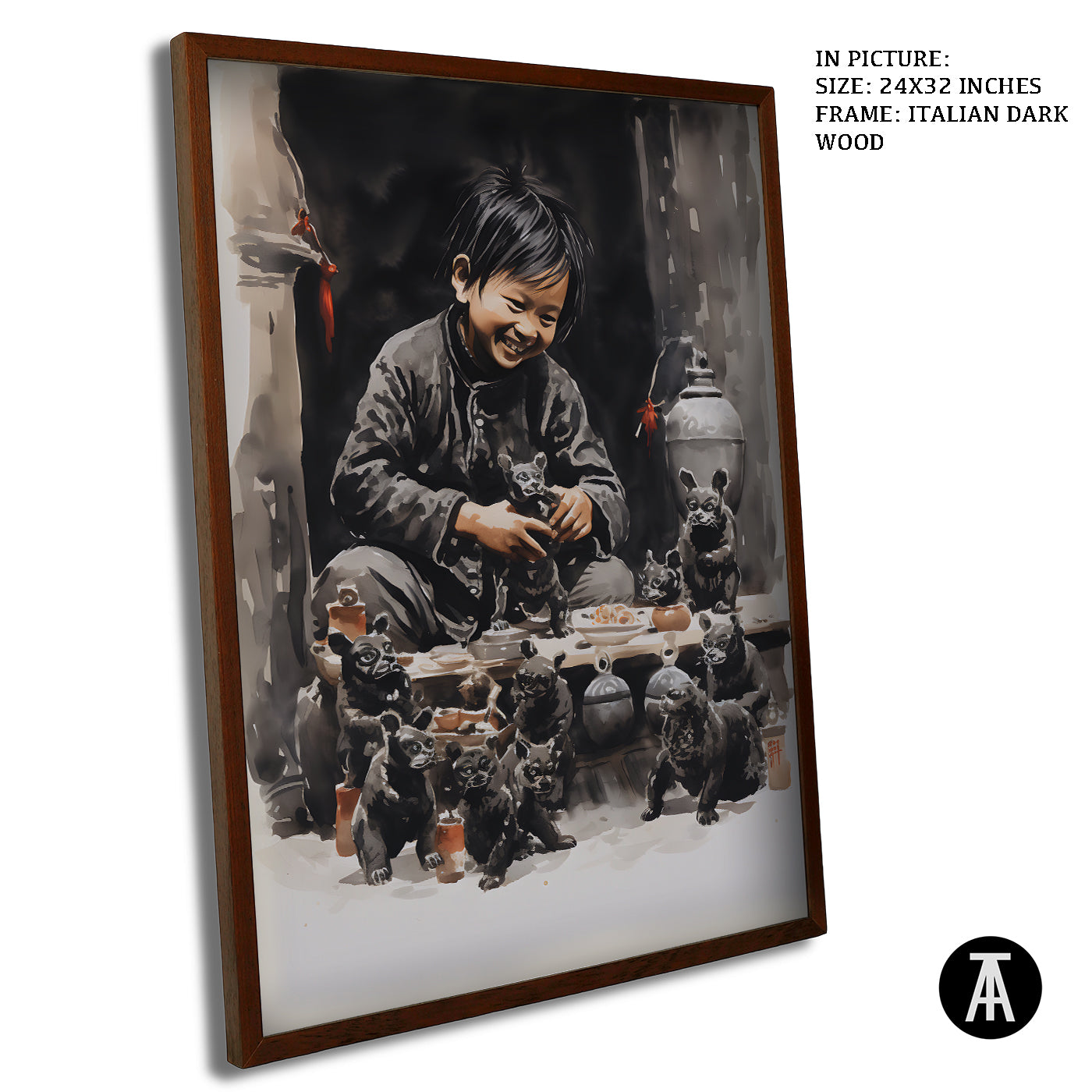Artwork in Dark Wood Frame