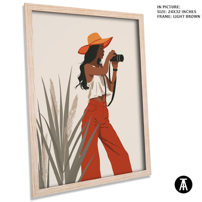 Artwork in Light Brown Frame