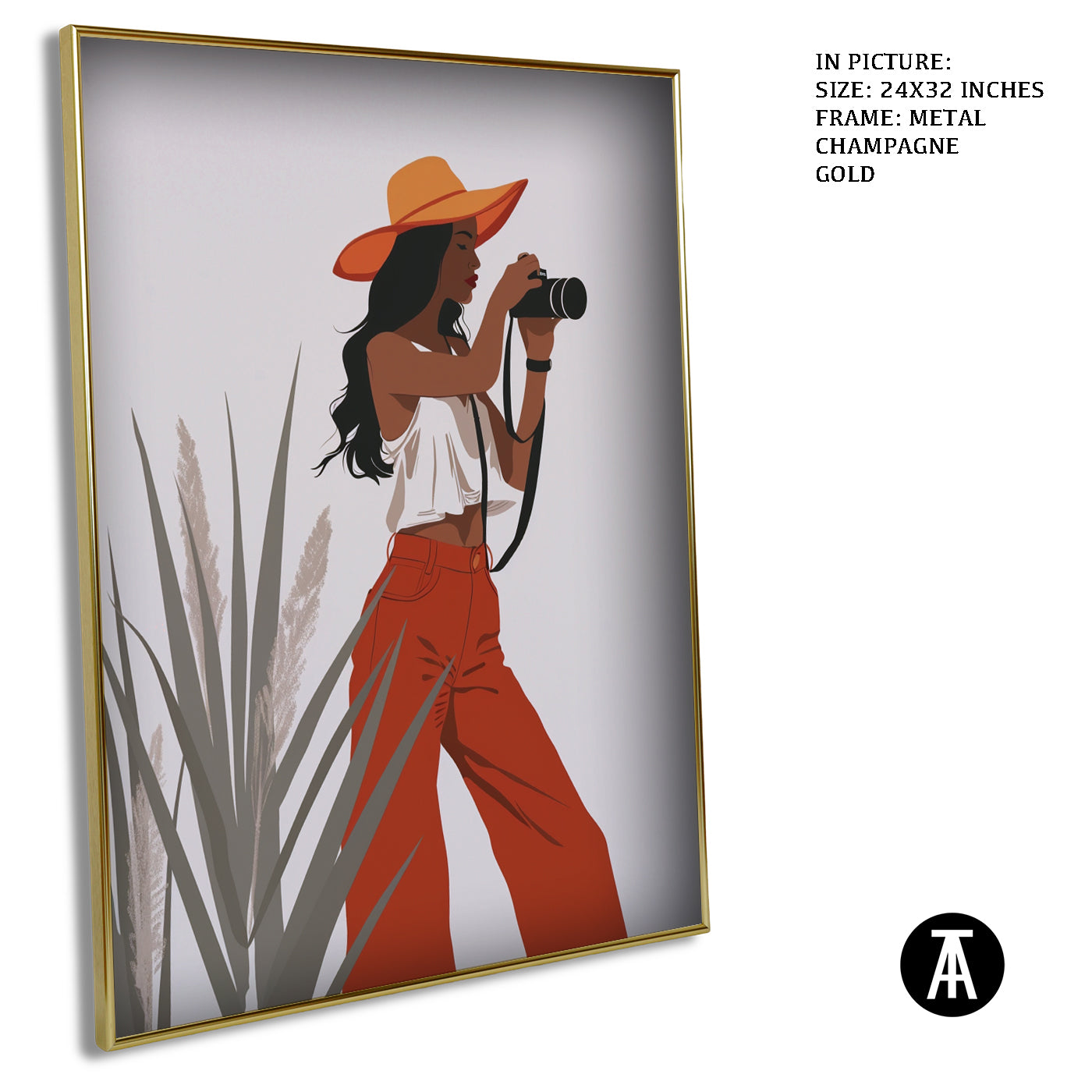 Artwork in Metal Champagne Gold Frame