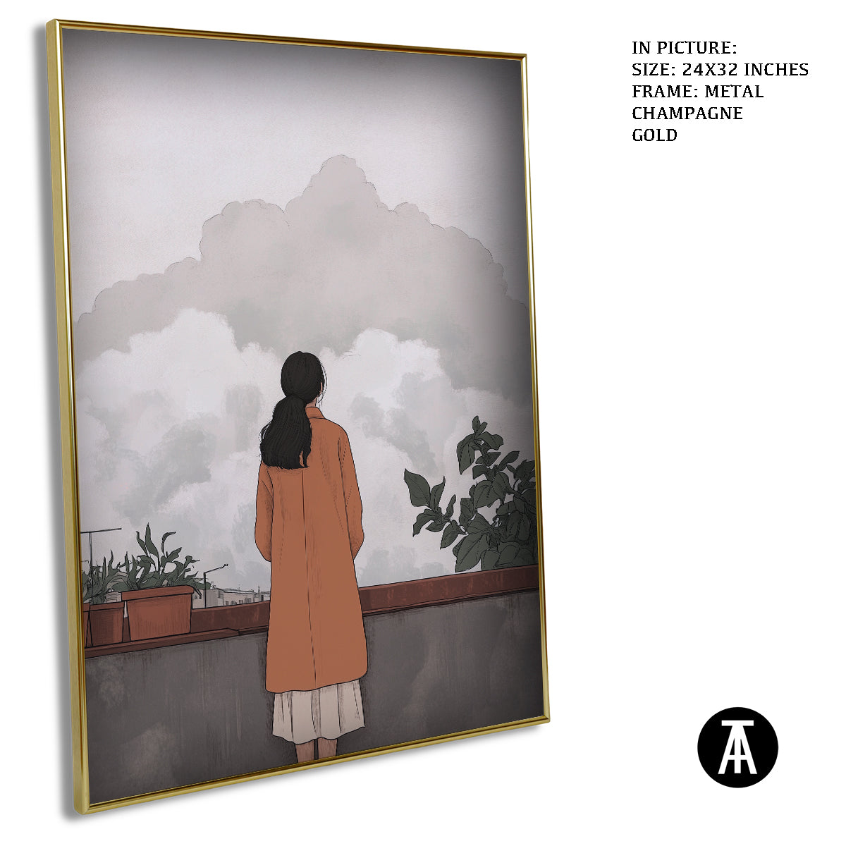 Artwork in Light Brown Frame