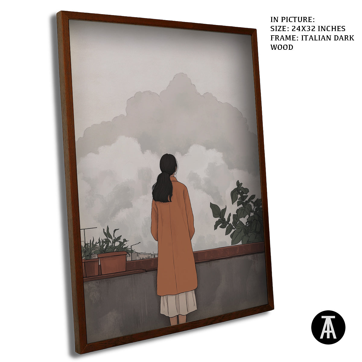 Artwork in Dark Wood Frame