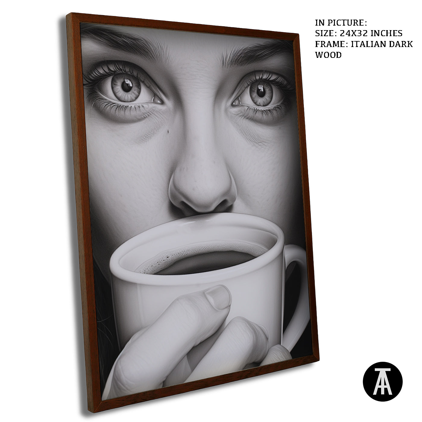 Artwork in Dark Wood Frame