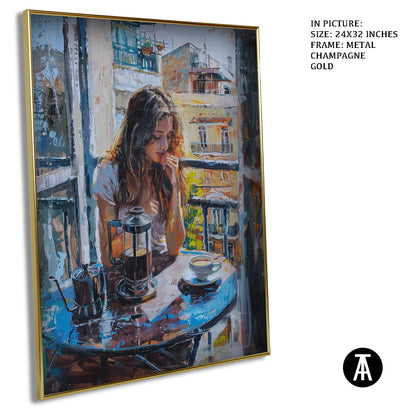 Artwork in Light Brown Frame