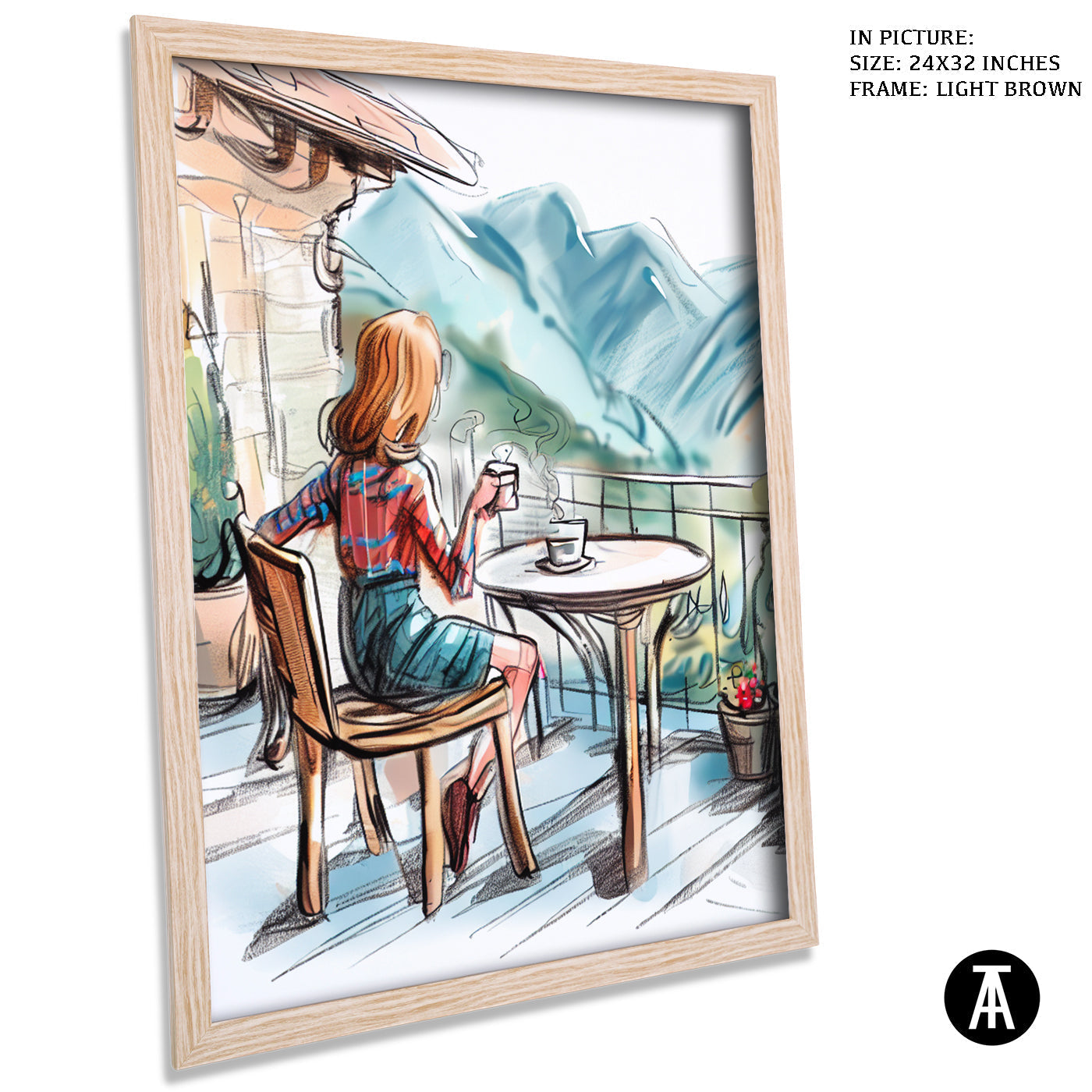 Artwork in Dark Brown Frame