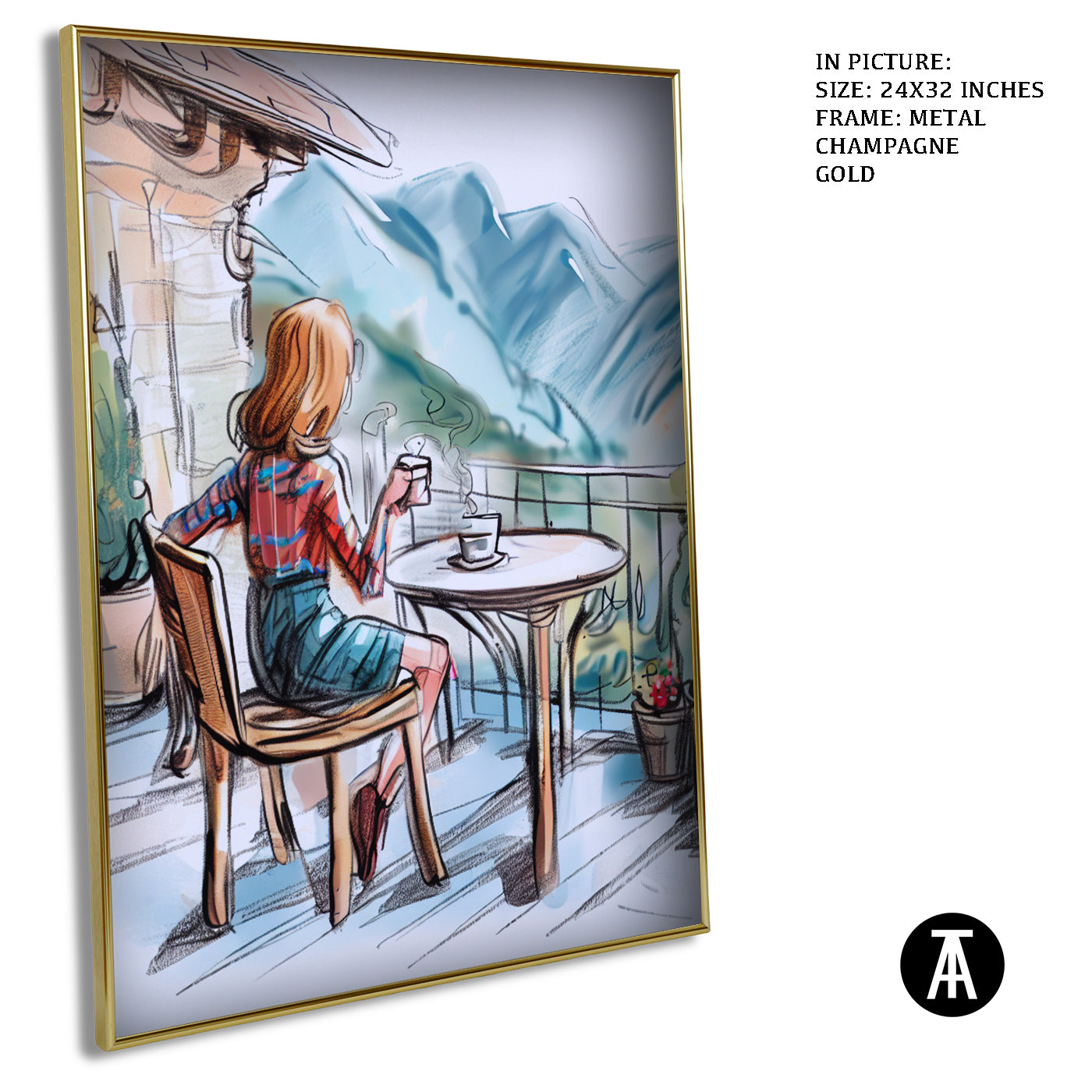 Artwork in Light Brown Frame