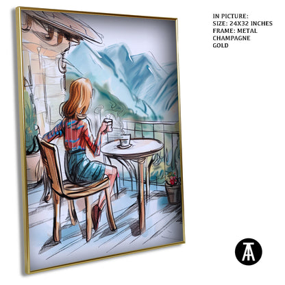 Artwork in Light Brown Frame