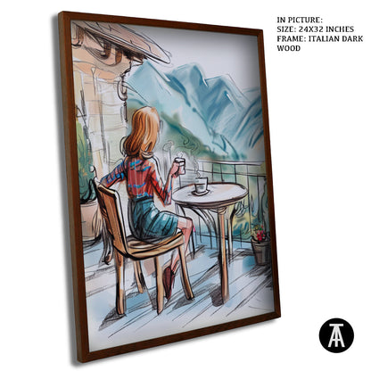 Artwork in Dark Wood Frame