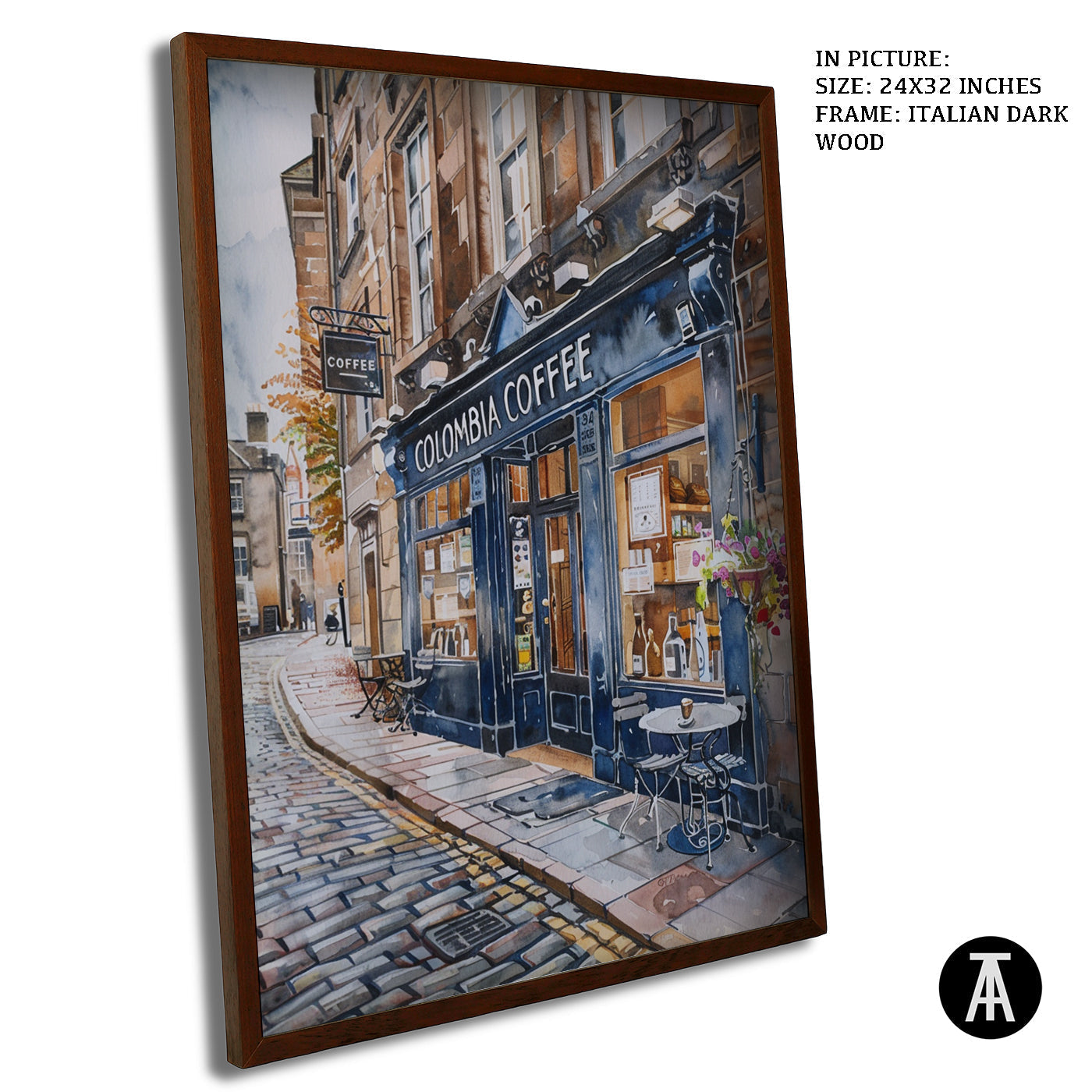 Artwork in Dark Wood Frame