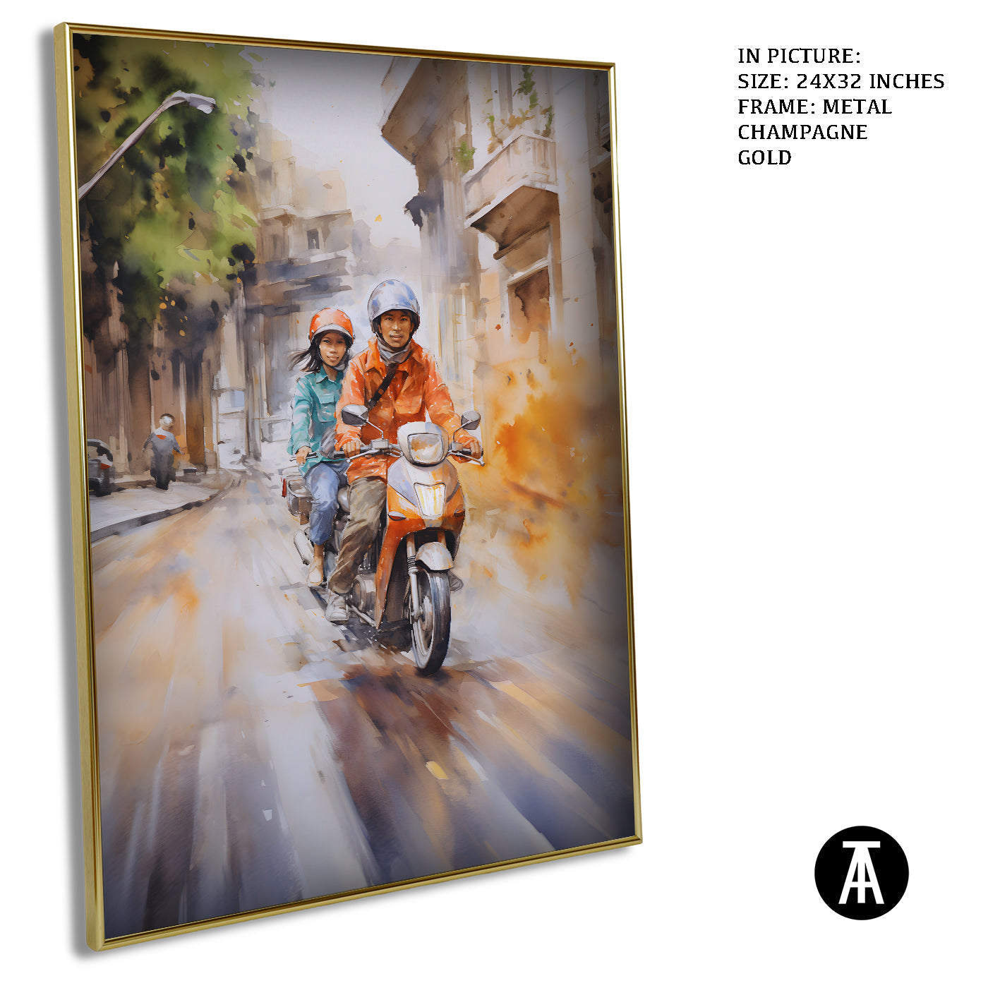 Artwork in Light Brown Frame