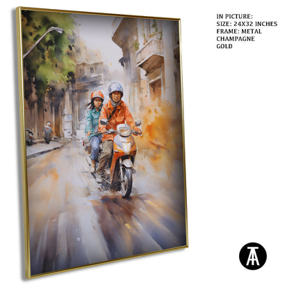 Artwork in Light Brown Frame