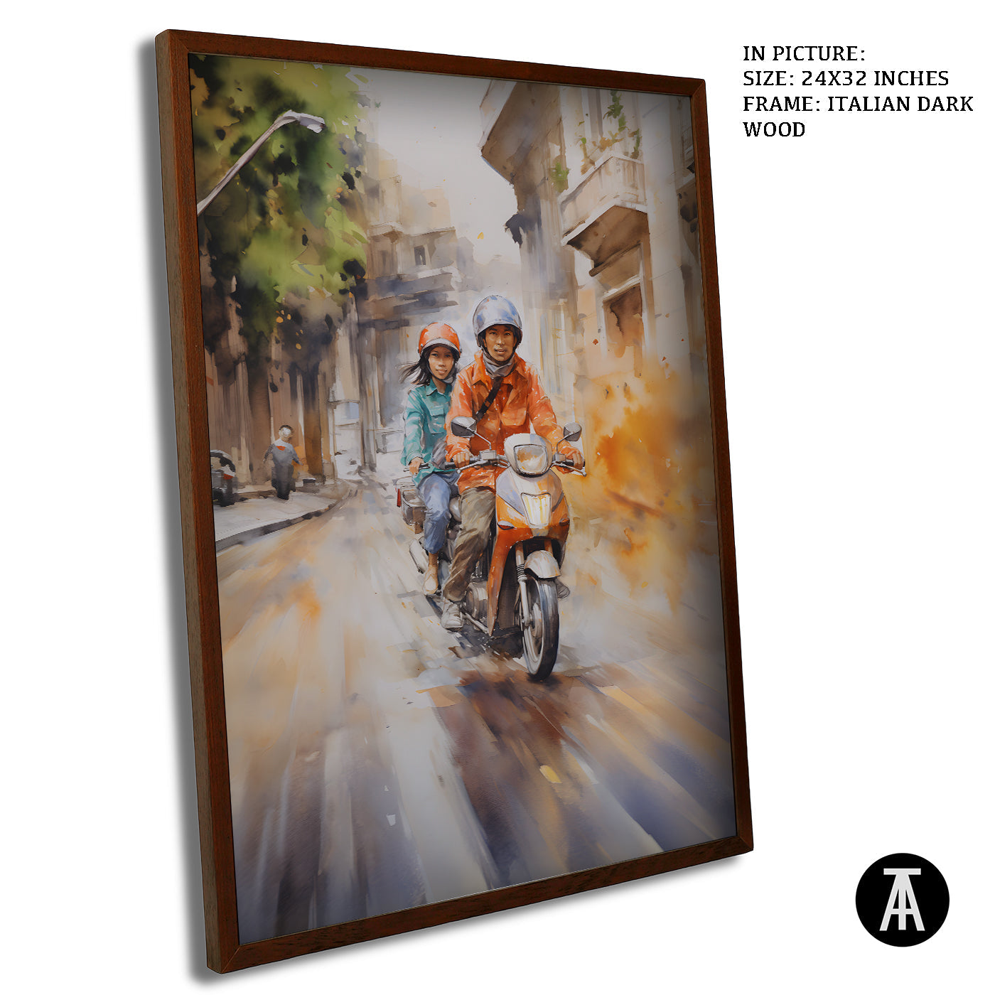 Artwork in Dark Wood Frame
