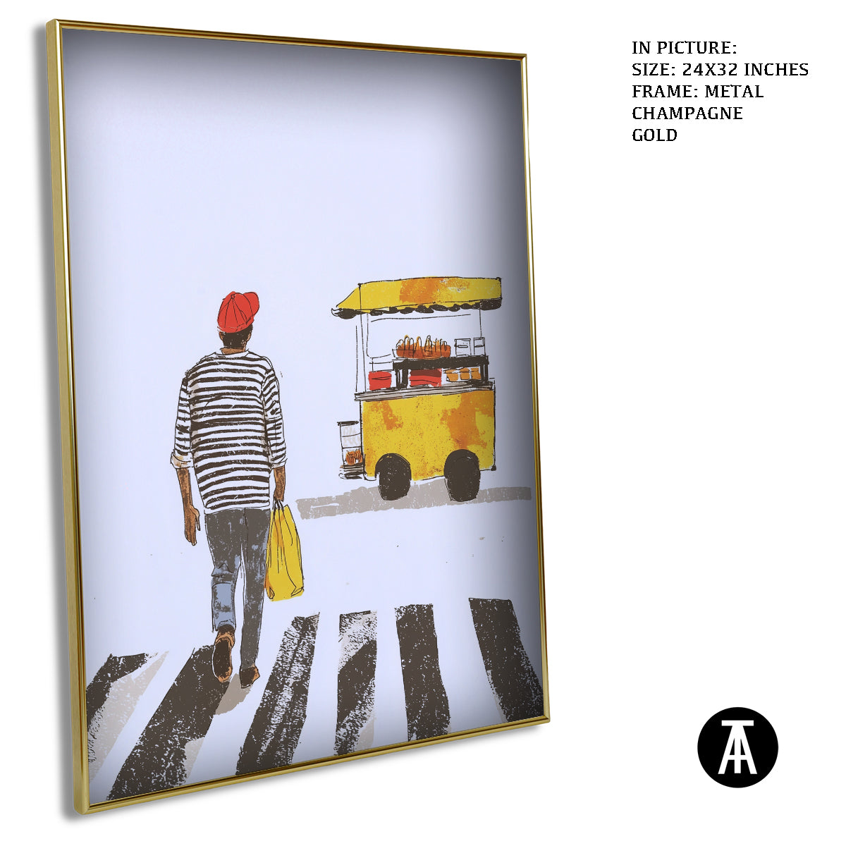 Artwork in Light Brown Frame