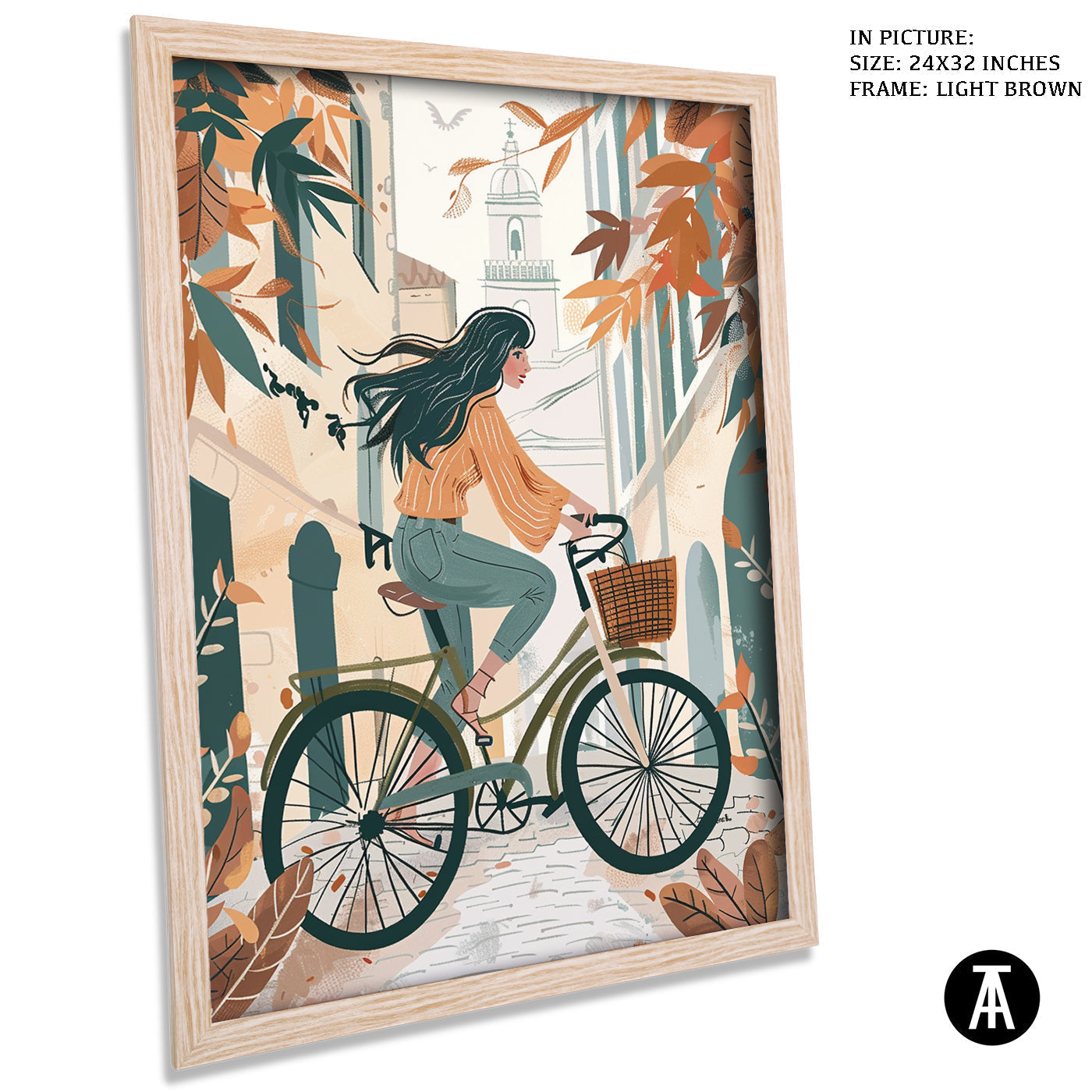 Artwork in Light Brown Frame