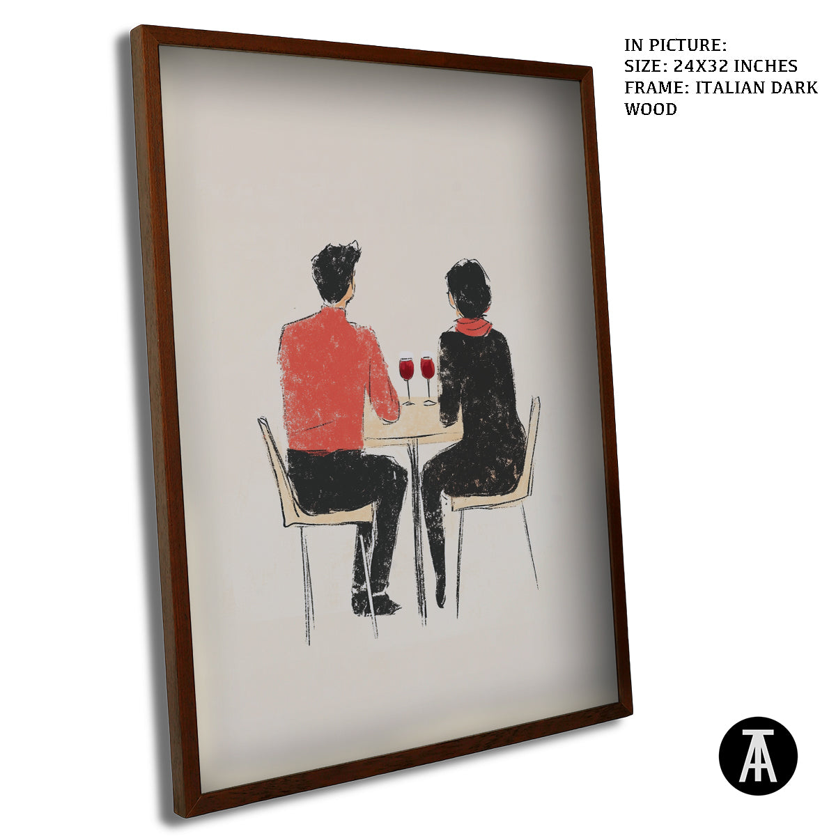 Artwork in Dark Wood Frame