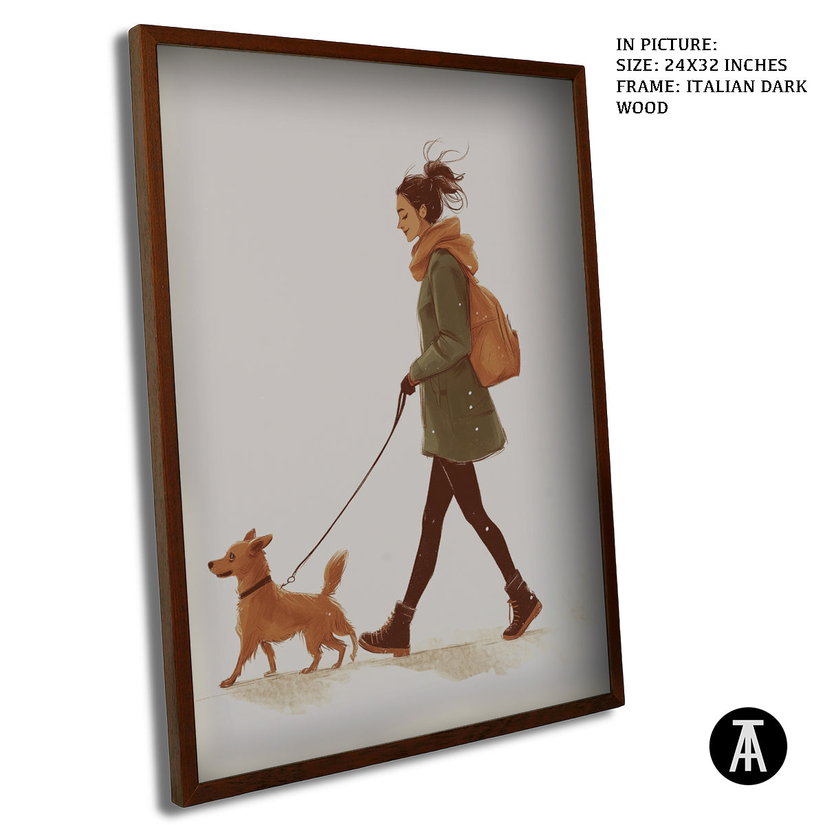 Artwork in Dark Wood Frame