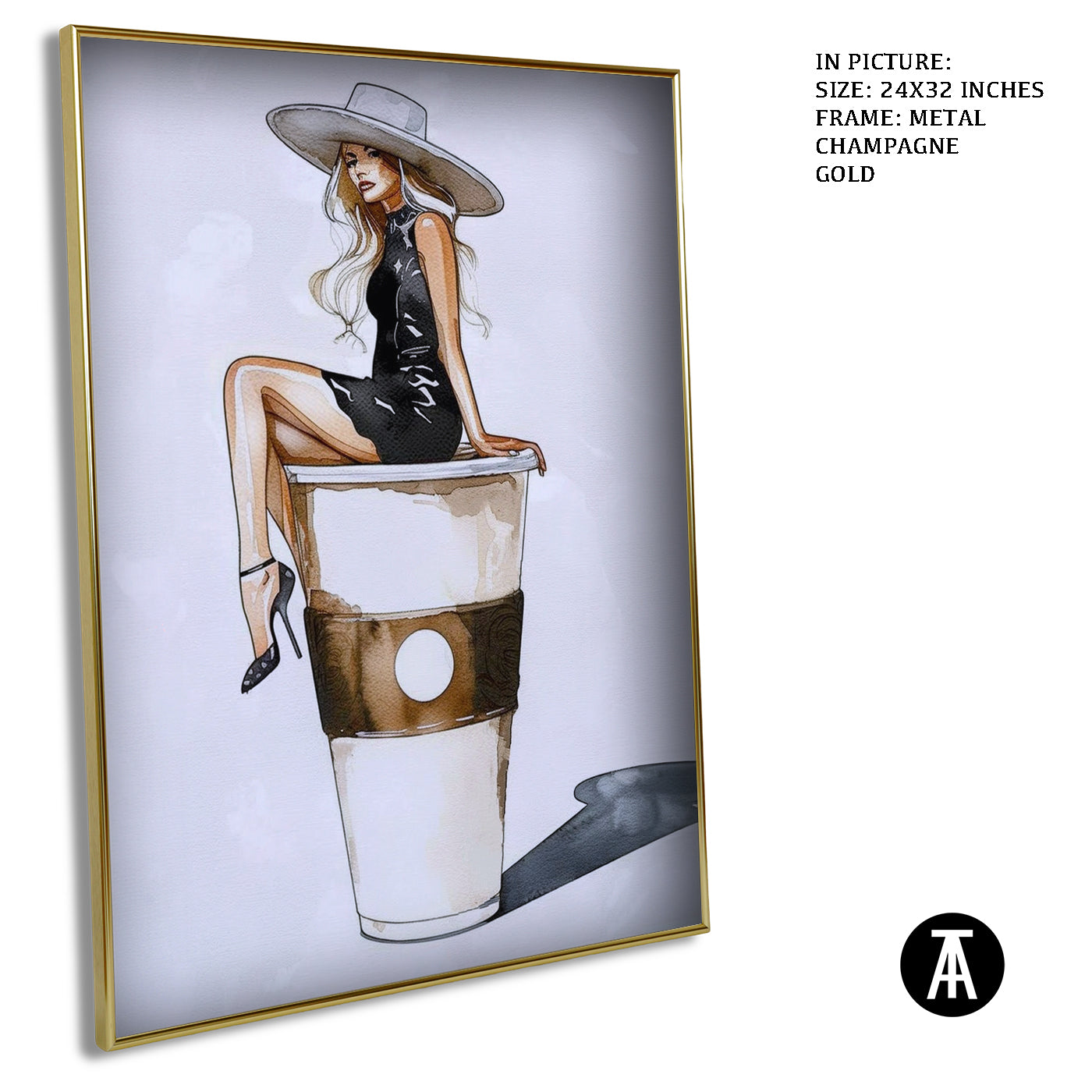 Artwork in Light Brown Frame