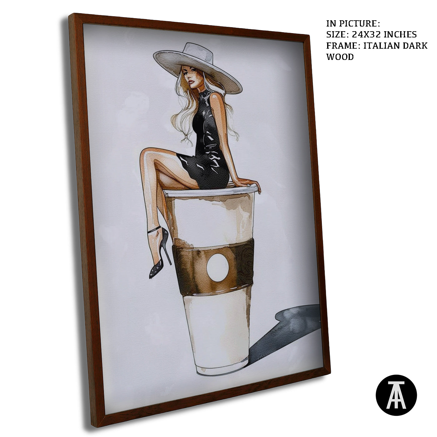 Artwork in Dark Wood Frame