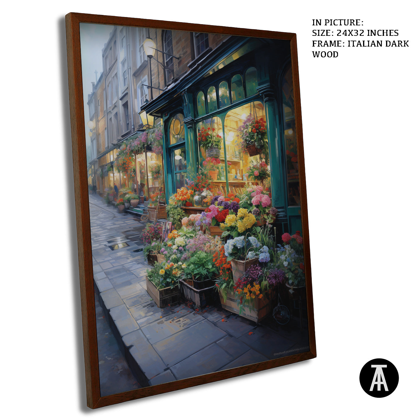 Artwork in Dark Wood Frame