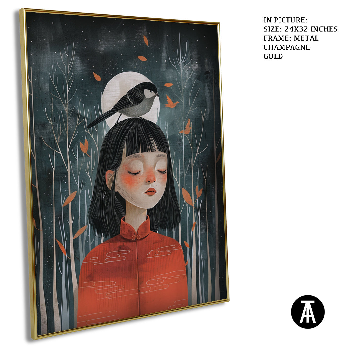 Artwork in Light Brown Frame
