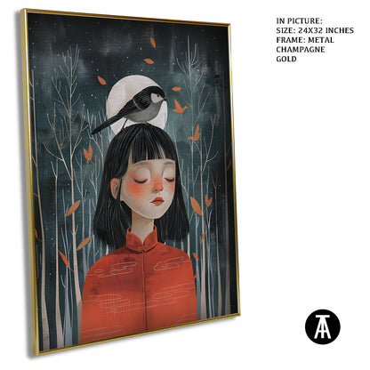 Artwork in Light Brown Frame