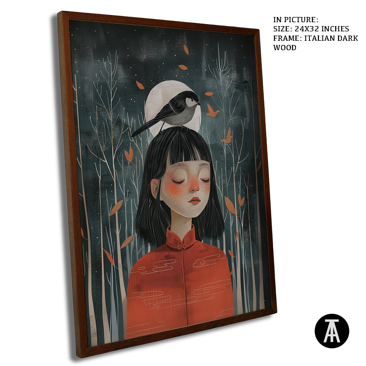 Artwork in Dark Wood Frame