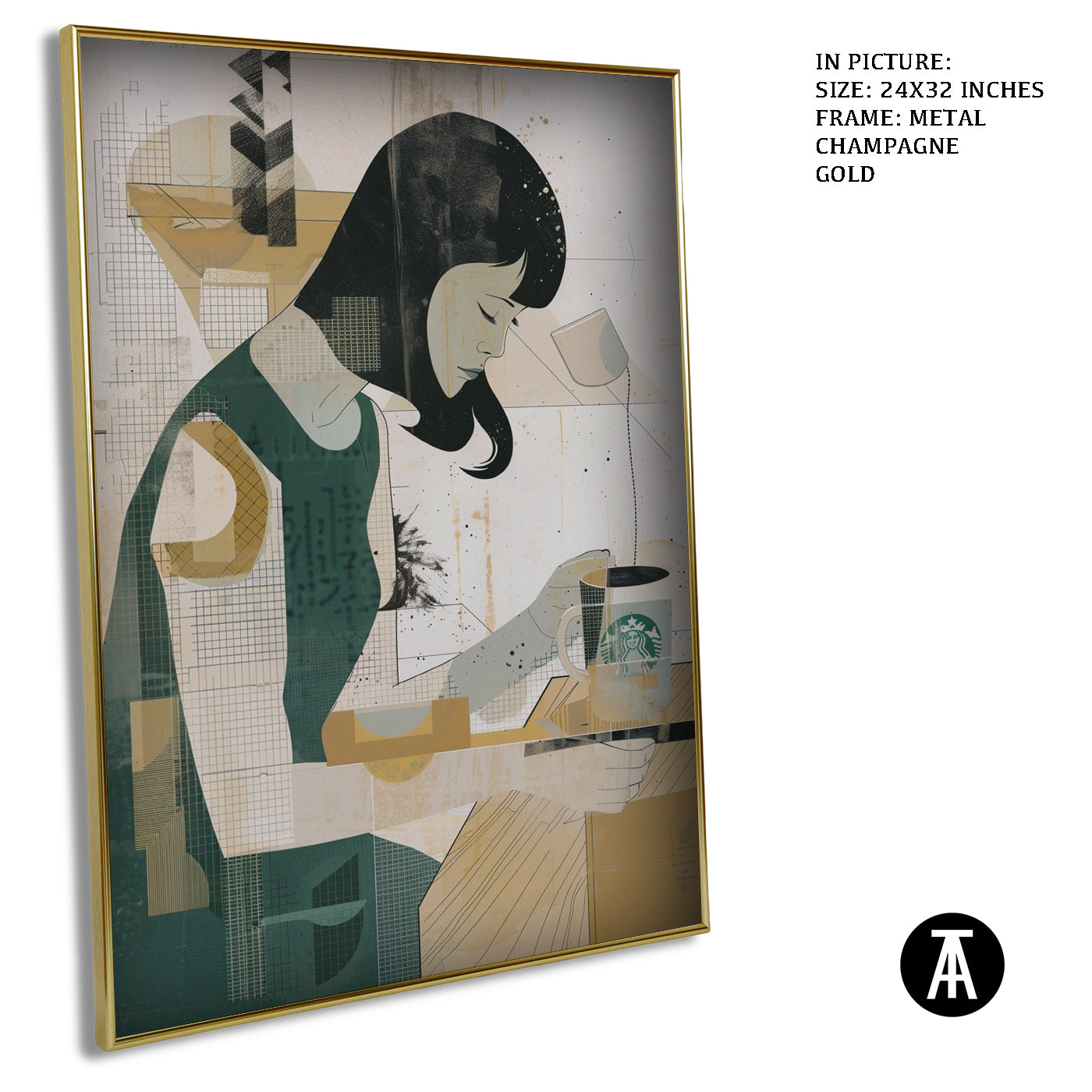 Artwork in Light Brown Frame