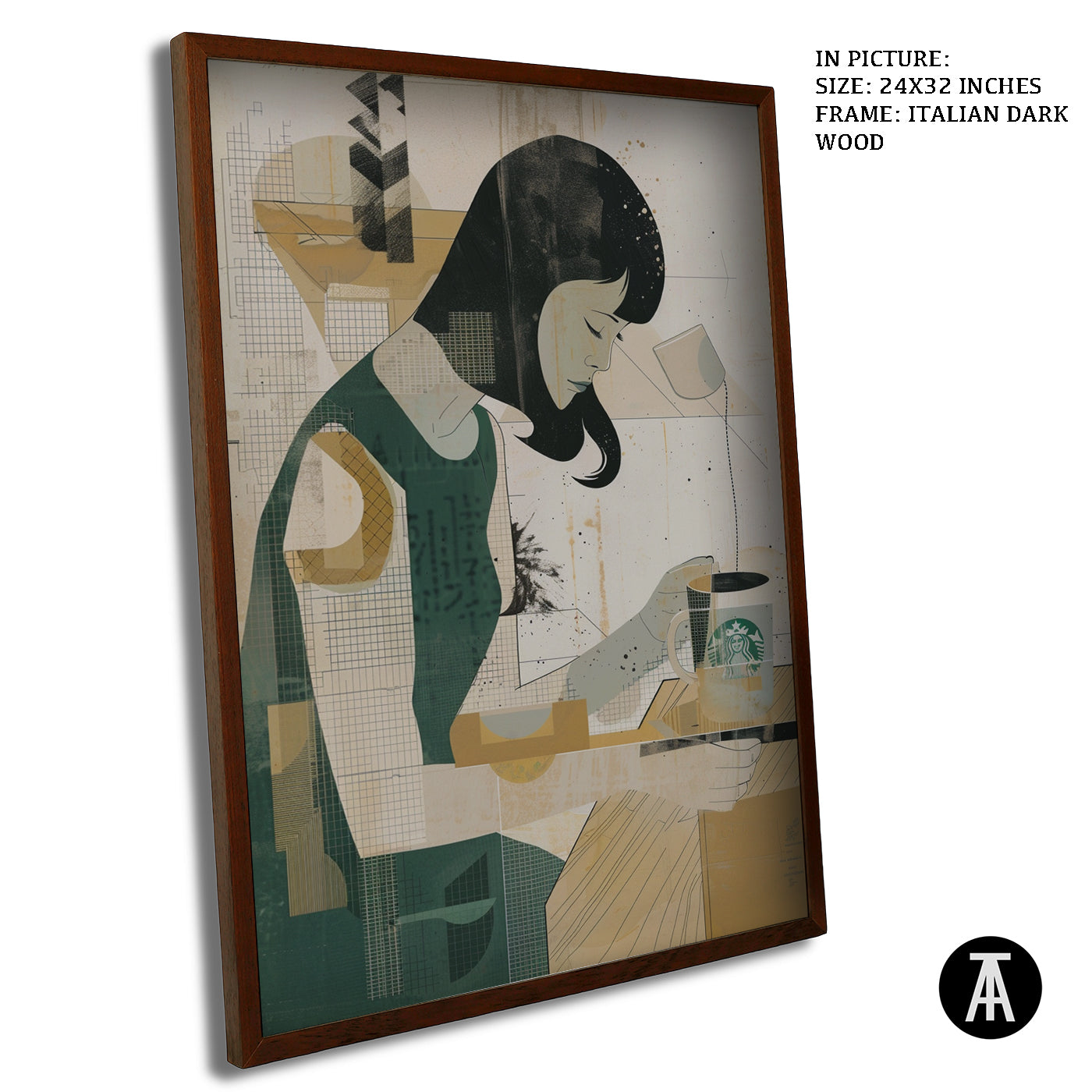 Artwork in Dark Wood Frame