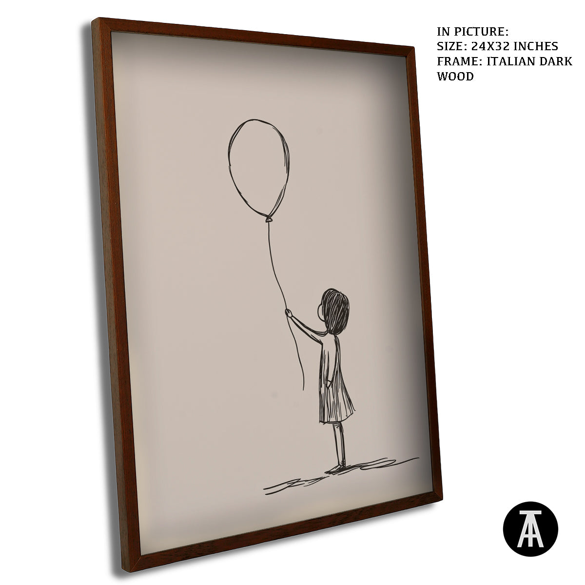 Artwork in Dark Wood Frame