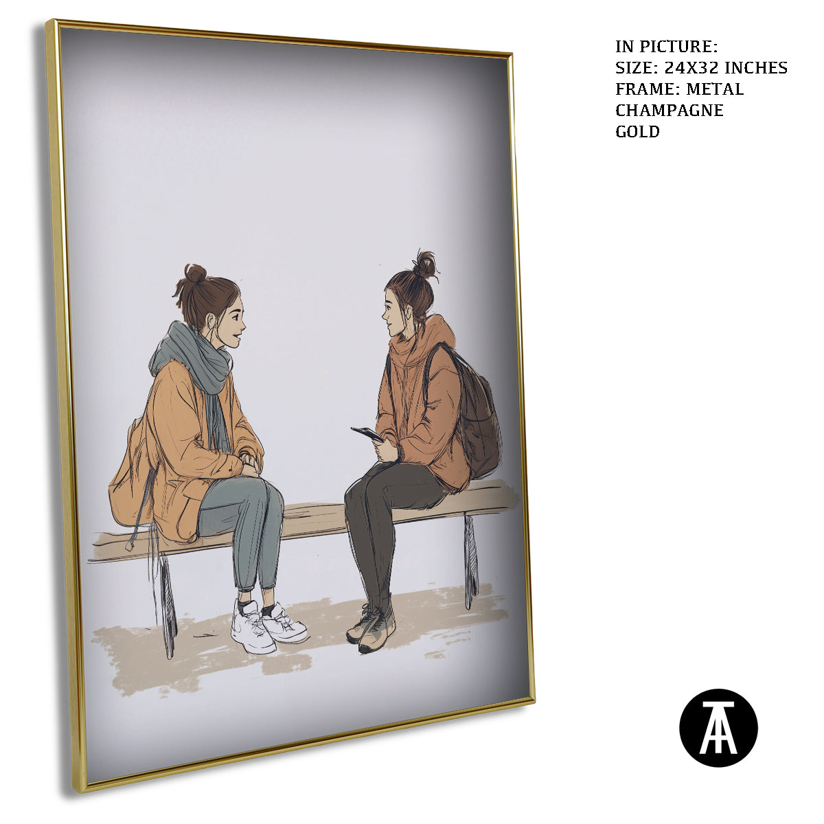 Artwork in Light Brown Frame