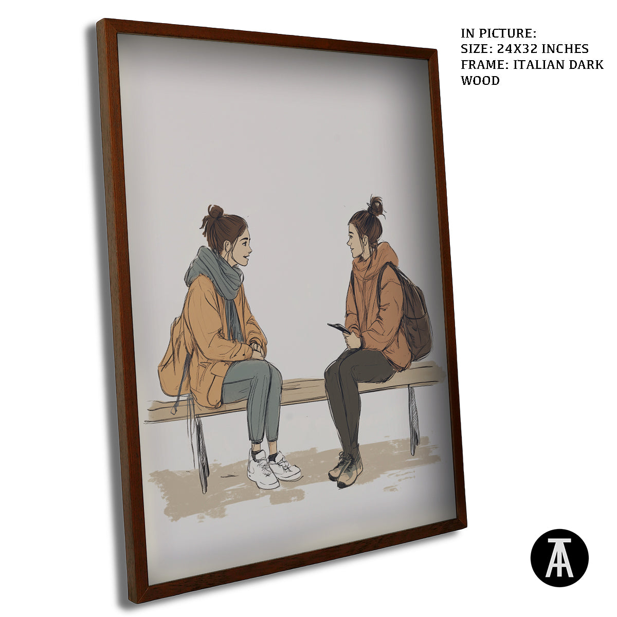 Artwork in Dark Wood Frame
