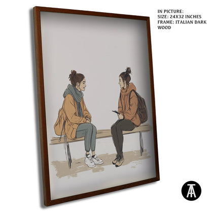 Artwork in Dark Wood Frame