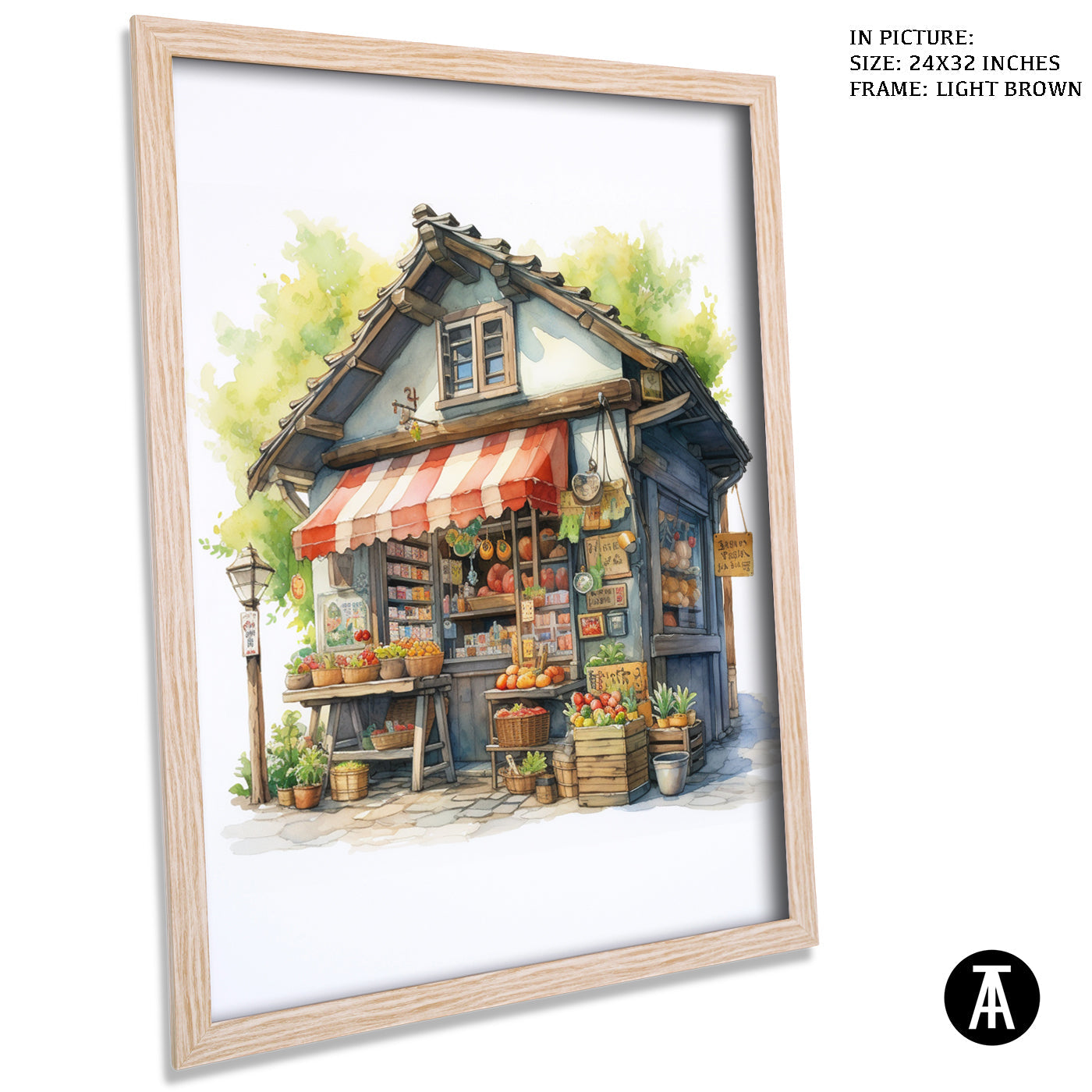 Artwork in Dark Brown Frame